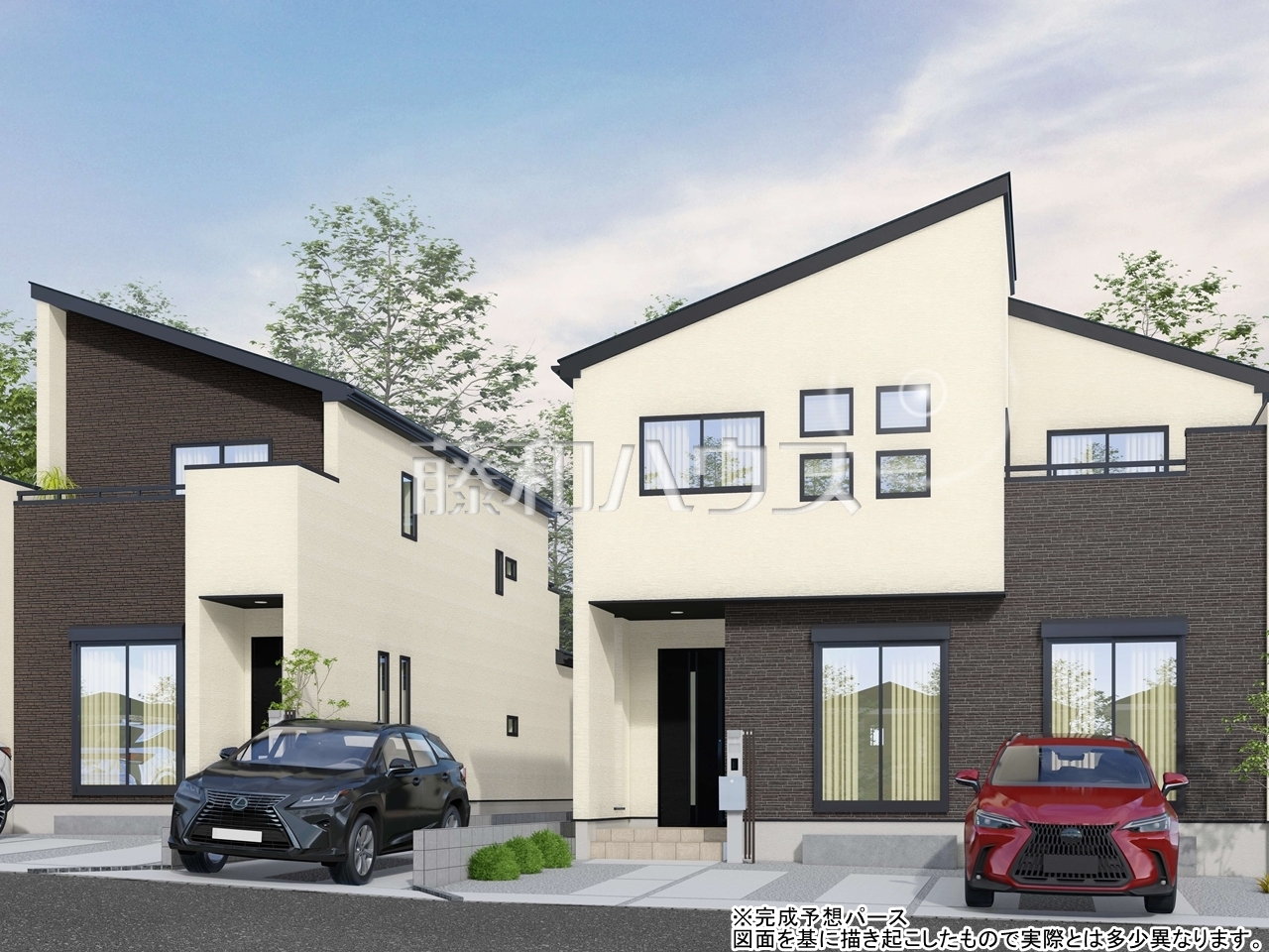 1・3号地　建物プラン例（パース・外観）　【東村山市多摩湖町１丁目】※建物価格と建物面積は3号地のものとなります。