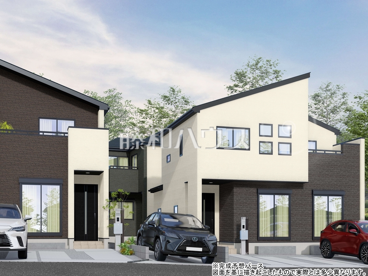 1・3号地　建物プラン例（パース・外観）　【東村山市多摩湖町１丁目】※建物価格と建物面積は1号地のものとなります。