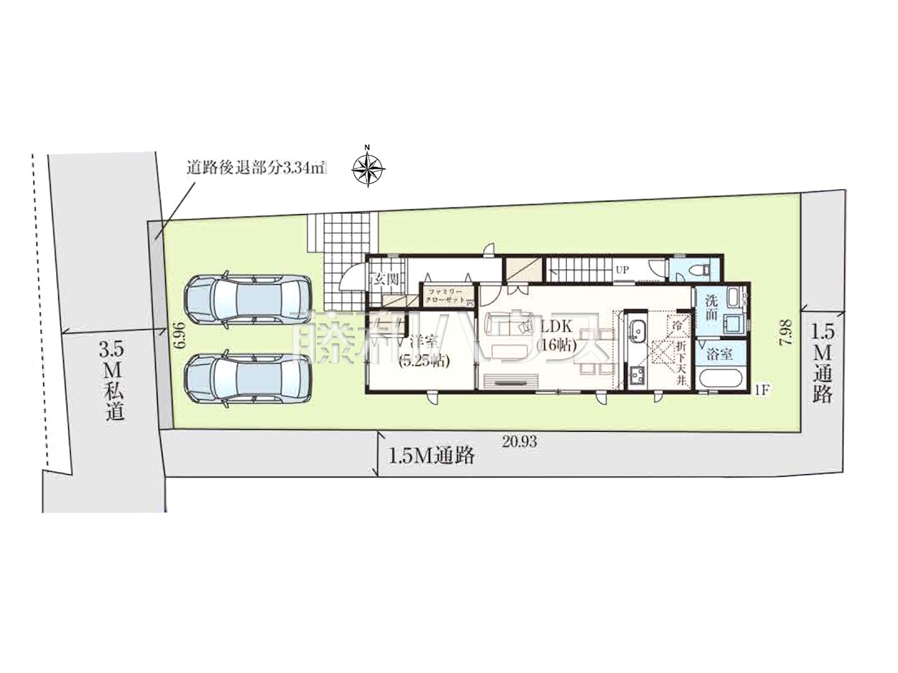 来客時にも便利な駐車2台可能（車種による）