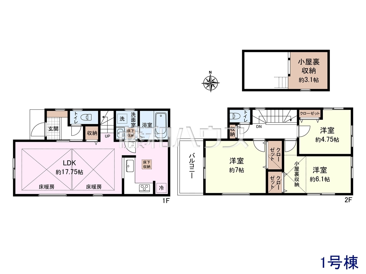 ≪間取図≫約17.75帖のゆったりリビング。家族でテーブルを囲む素敵な時間をお愉しみ下さい。 【調布市深大寺元町4丁目】