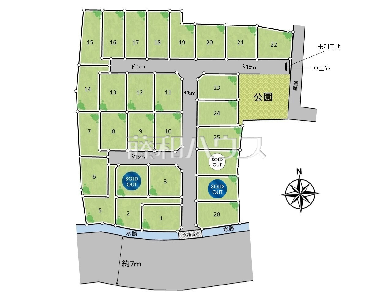 全体区画図　【日野市大字上田】　
整備された街区、近隣に広がる美しい自然たち。空間のみのこだわりだけではなく、ここに暮らす方々にとって素敵な環境や快適な暮らしを実現します。