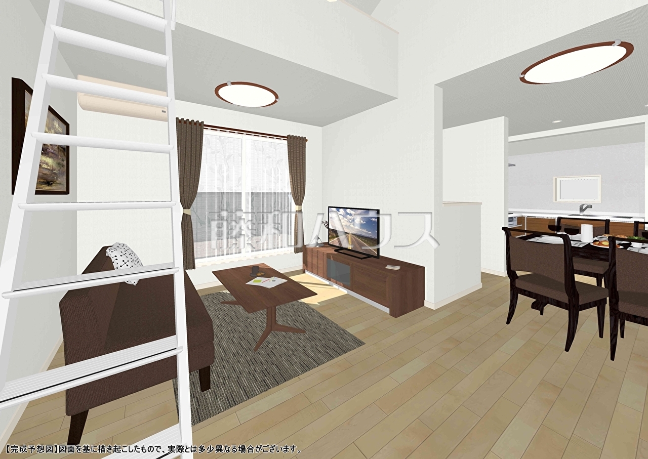 完成予想図(内観)1階よりも光が差し込みやすい2階にリビングを設置することで、明るいリビングを実現!【杉並区永福2丁目】