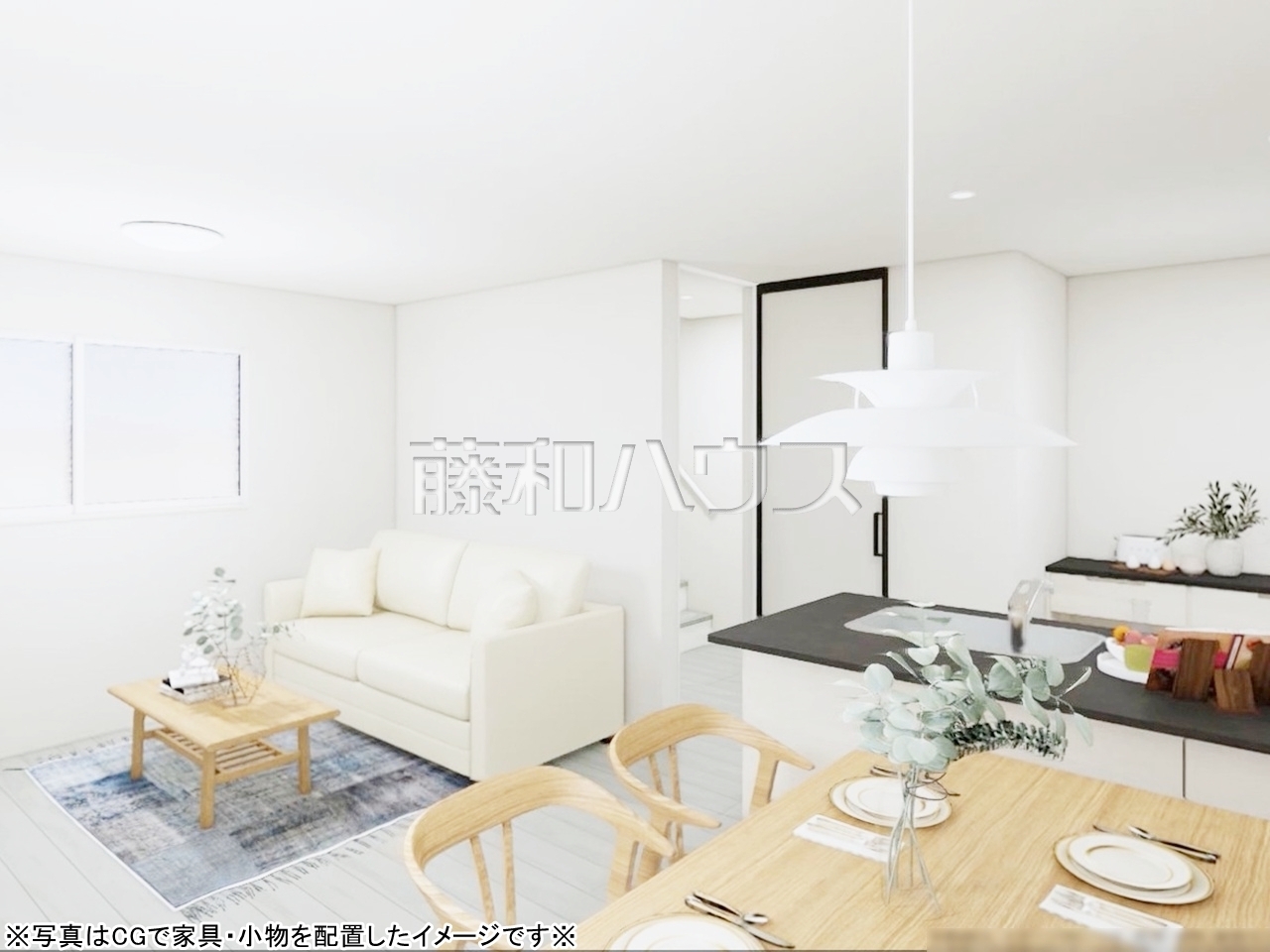 大きなソファーを置いても圧迫感がない16.25帖の広々LDK。 ※完成予想図※ 【朝霞市本町2丁目】/撮影日:2026年6月26日