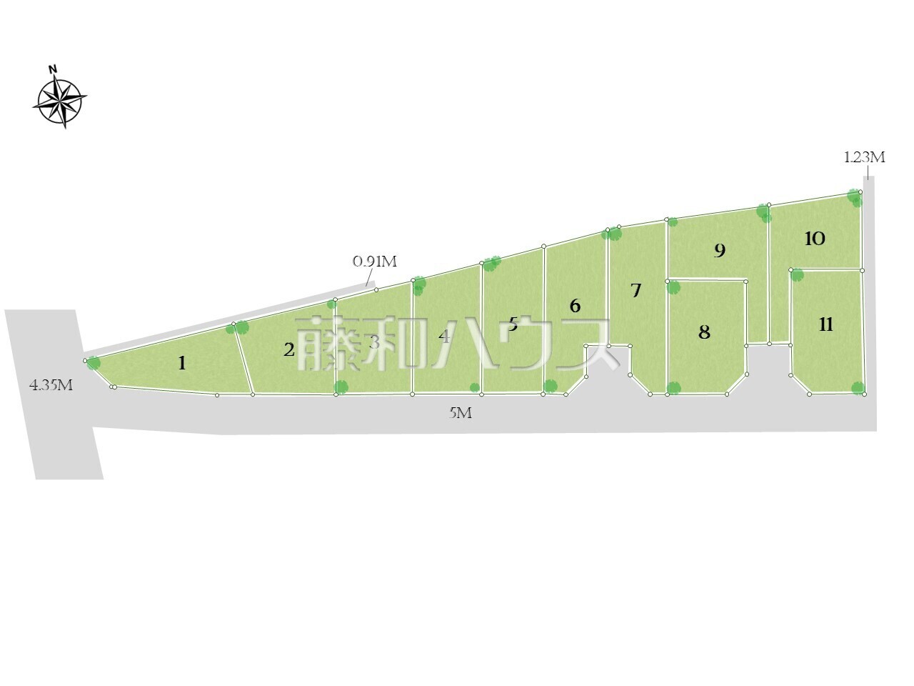 ≪全体区画図≫ 理想をかなえる自由設計の土地!ぜひ皆様の「こんな家に住みたい!」をお聞かせ下さい。 【府中市白糸台4丁目】
