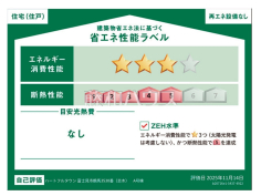 省エネ性能ラベル　【富士見市大字鶴馬】販売住戸が複数の場合、本ラベルは特定の住戸の性能を示すものであり全ての住戸の性能を示すものではありません。