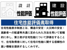 住宅性能評価書取得第三者機関により住宅の品質や性能を評価し「安心・安全」を保証する【住宅性能評価書】を取得しております。