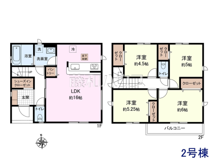 2号棟　間取図　【小平市天神町４丁目】