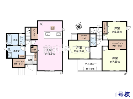1号棟　間取図　【清瀬市竹丘３丁目】 堂々完成、いつでもご内覧いただけます！ぜひ実物をご覧いただきたく思います。喜んでご案内いたしますのでお気軽にお問合せ下さい。 