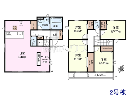 2号棟　間取図　【清瀬市竹丘３丁目】 平日のご案内も可能です。まずはお気軽にお問合せ下さいませ。 