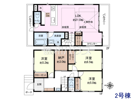 2号棟　間取図　【調布市飛田給３丁目】