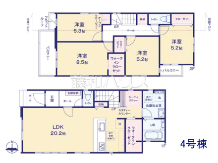 4号棟　間取図　【福岡市早良区田村３丁目】