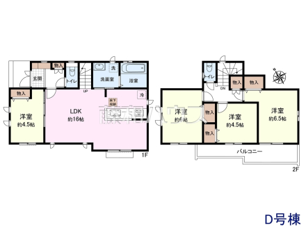D号棟　間取図　【三鷹市中原３丁目】リビングイン階段で自然と家族が集う憩の空間になります　