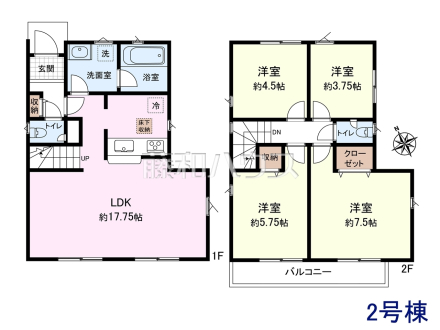 2号棟　間取図　【小平市上水新町２丁目】