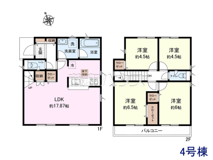 4号棟　間取図　【小平市上水新町２丁目】