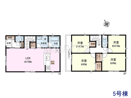 5号棟　間取図　【小平市上水新町２丁目】