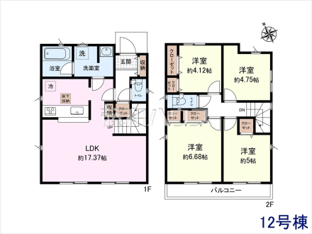 12号棟　間取図　【小平市上水新町２丁目】
