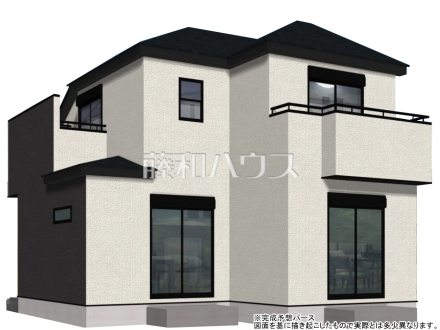 B号棟　完成予想図（外観）
2025年5月完成予定。生活に溶け込むシンプルなデザインの外観が魅力の新邸です。