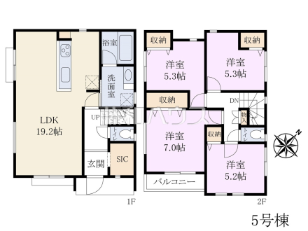 5号棟　間取図　【日野市東豊田３丁目】