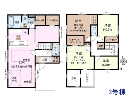 3号棟　間取図　【西東京市向台町４丁目】 周辺環境はもちろん、日当たりや設備仕様など、実際に行ってみないと分からないことも多くございます。営業担当がご案内いたしますので、お気軽にお問い合わせください。 