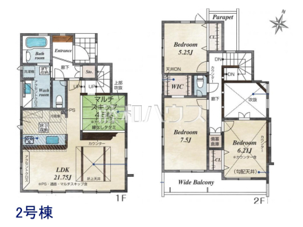 2号棟　間取図　【八王子市石川町】