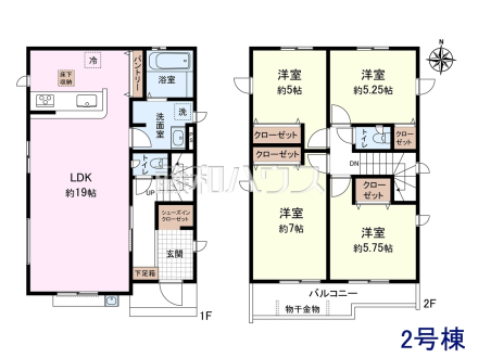 2号棟　間取図　【小平市小川町１丁目】