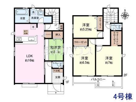 4号棟　間取図　【小平市小川町１丁目】