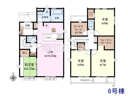 6号棟　間取図　【小平市小川町１丁目】