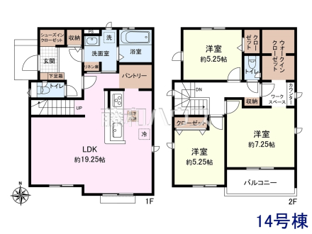 14号棟　間取図　【小平市小川町１丁目】