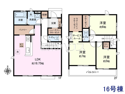 16号棟　間取図　【小平市小川町１丁目】