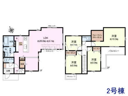 2号棟　間取図　【八王子市大楽寺町】