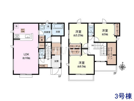 3号棟　間取図　【東大和市清水３丁目】WICやSIC、リネン庫、パントリーなど収納が充実した間取りです♪