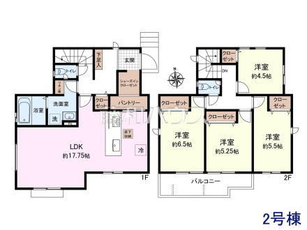 2号棟　間取図　【小平市栄町２丁目】