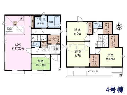 4号棟　間取図　【小平市栄町２丁目】