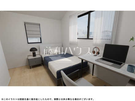 2号棟　完成予想図（居室　内観）　【日野市大字日野】
ウォークインクローゼット付きの居室は開放的な空間が広がっております。