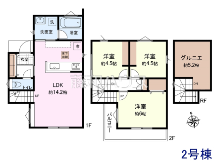 2号棟　間取図　【立川市若葉町１丁目】