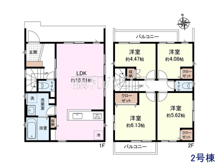 2号棟　間取図　【国分寺市新町１丁目】