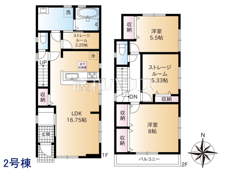 2号棟　間取図　【練馬区関町北３丁目】各居室にはクローゼットを完備し、家具を置くスペースが確保しやすい設計がされております　