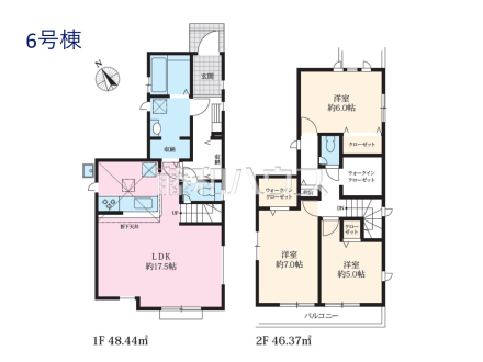 6号棟　間取図　【立川市砂川町２丁目】