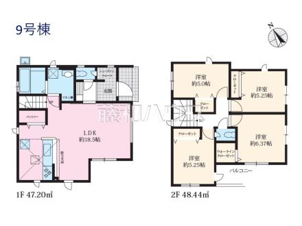 9号棟　間取図　【立川市砂川町２丁目】