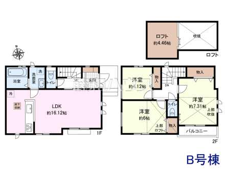 B号棟　間取図　【調布市染地３丁目】