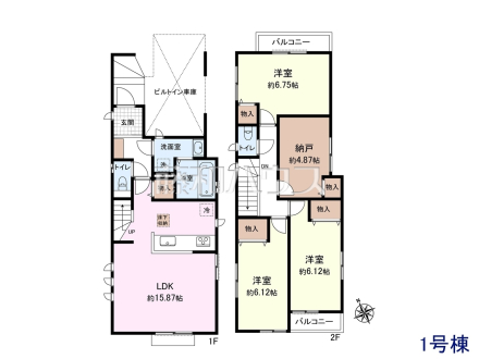 1号棟　間取図　【東久留米市滝山３丁目】 リビングイン階段によりいつも家族を身近に感じられます。「行ってきます」「お帰りなさい」を感じ、コミュニケーションの取れる空間となりそうです。 