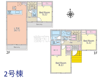 2号棟　間取図　【小平市津田町２丁目】