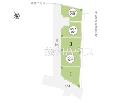 ≪全体区画図≫前面道路5～6ｍと建物までの距離も広く、開放感に溢れた街並み♪【調布市深大寺東町６丁目】