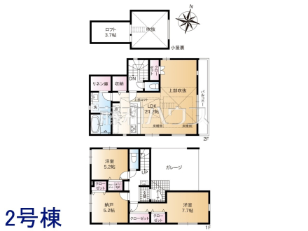 2号棟　間取図　明るさと通風に配慮した2面採光の居室で、一人ひとりのプライベートタイムが充実したものになります　【練馬区石神井町８丁目】