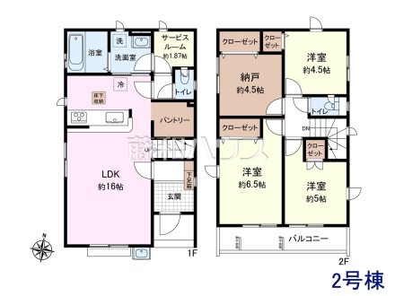 2号棟　間取図　【所沢市大字久米】
