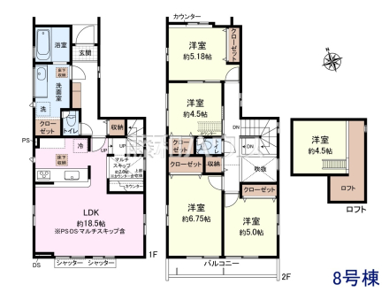 8号棟　間取図　【新座市東２丁目】