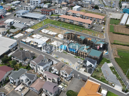 航空写真　整備された街区。空間のみのこだわりだけではなく、ここに暮らす方々にとって素敵な環境や快適な暮らしを実現します。【武蔵村山市大南１丁目】