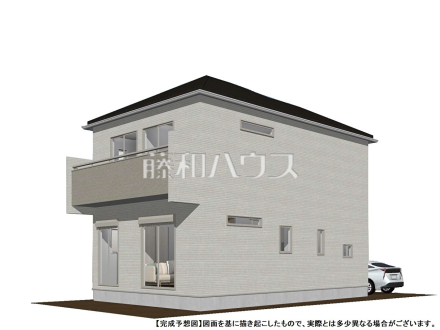 【参考プラン・外観パース】8号地
1階：43.88㎡、2階：43.88㎡、合計：87.76㎡
土地価格：2090万円、建物価格：1400万円、合計：3490万円　
[参考プラン] 
建物価格：1,400万円（税込）　建物面積：87.76m²