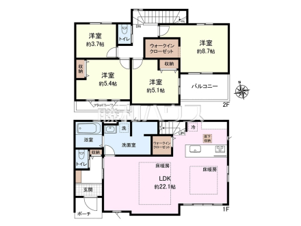 ■間取図■
４部屋＋LDK＋WIC＋BBQのできるお庭つきです＾＾【日野市三沢２丁目】