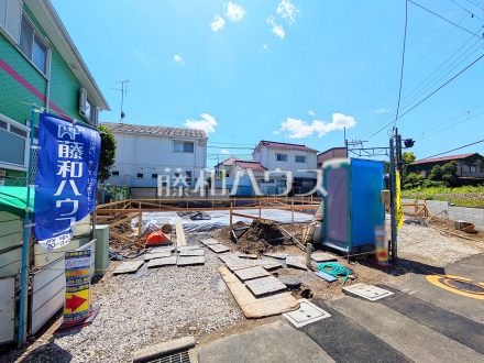 ≪現地外観≫西武多摩川線「競艇場前」駅徒歩6分！敷地面積126平米以上のゆとりある新築分譲住宅　全2棟のご紹介☆【府中市小柳町４丁目】／撮影日2025/05/03